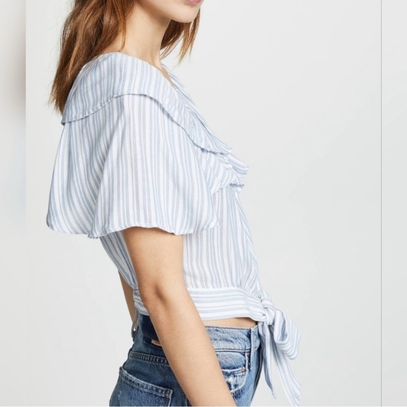 NWT Free People The Rosemary Top Blue White Stripe Women’s Size Large - Picture 2 of 7